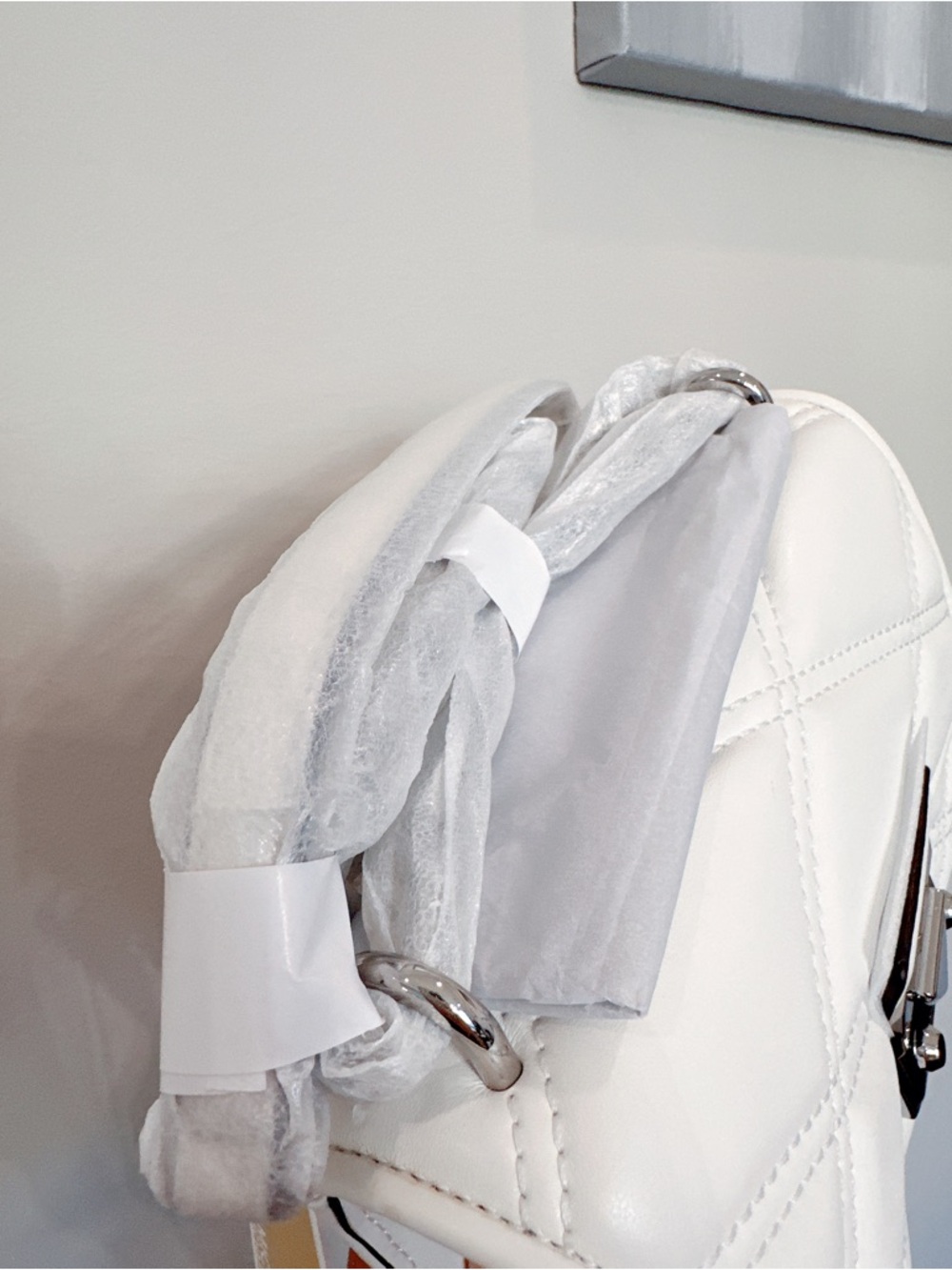 NWT Michael Kors Serena Small Quilted Vegan Leather Flap Crossbody - Optic White - Picture 7 of 8